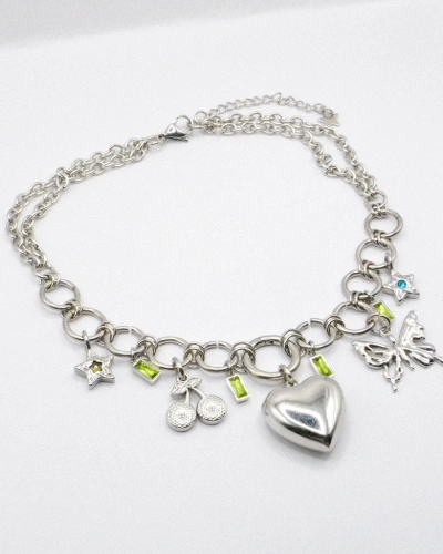 Miniature du produit Collier "Back to spring" - Chaîne argentée et pendentifs #3