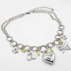 Miniature du produit Collier "Back to spring" - Chaîne argentée et pendentifs #3