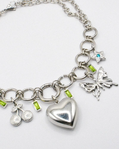 Miniature du produit Collier "Back to spring" - Chaîne argentée et pendentifs #5