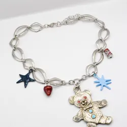 Miniature du produit Collier "Teddy's mama" - pièce unique avec charms ourson argenté #1