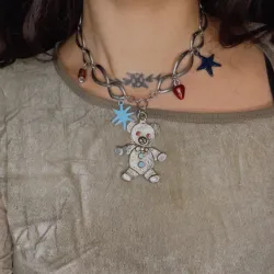 Miniature du produit Collier "Teddy's mama" - pièce unique avec charms ourson argenté #5