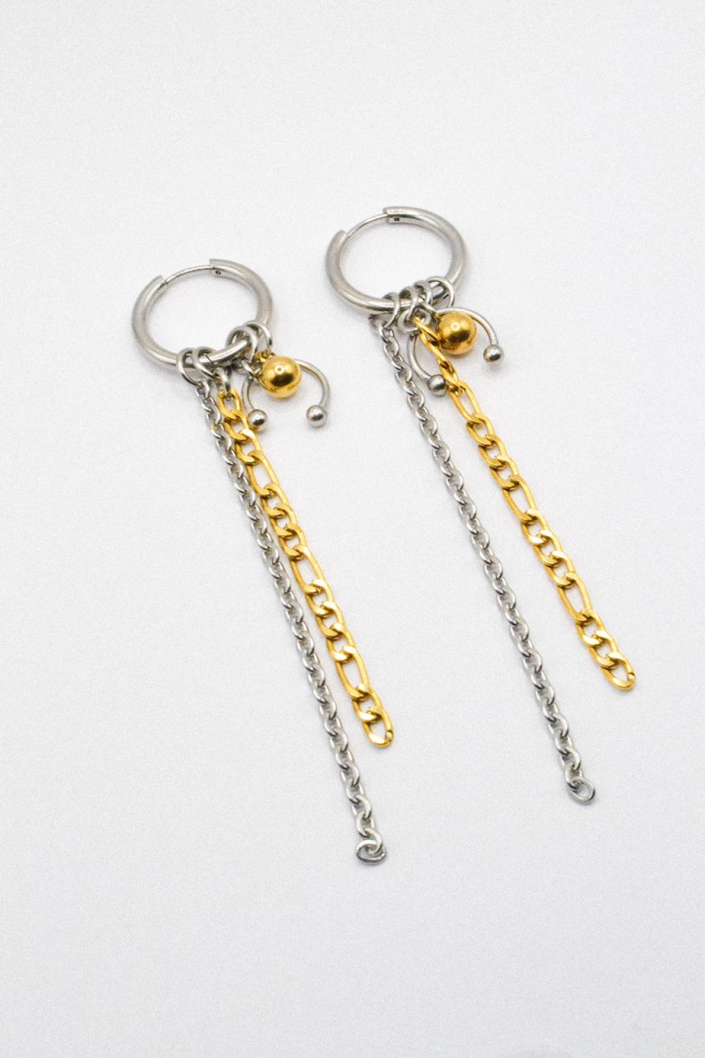 Photo du bijoux :  Boucles d'oreilles "Chain attitude" - mix doré et argenté #2