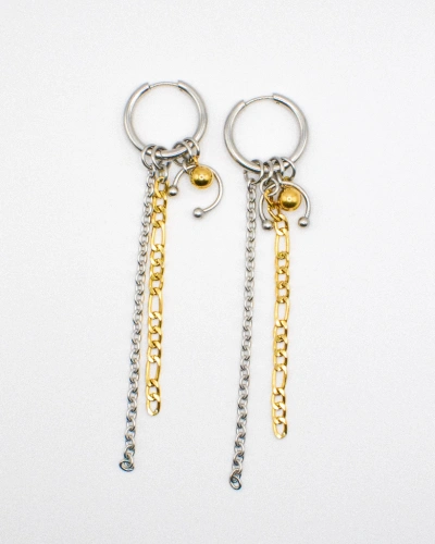 Photo du bijoux :  Boucles d'oreilles "Chain attitude" - mix doré et argenté