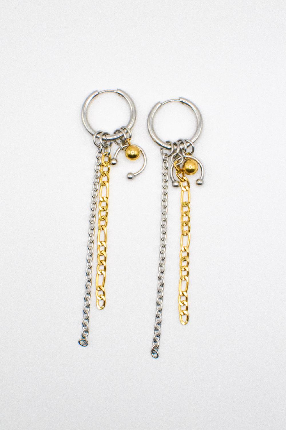 Photo du bijoux :  Boucles d'oreilles "Chain attitude" - mix doré et argenté #1