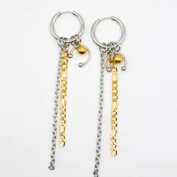 Miniature du produit Boucles d'oreilles "Chain attitude" - mix doré et argenté #1