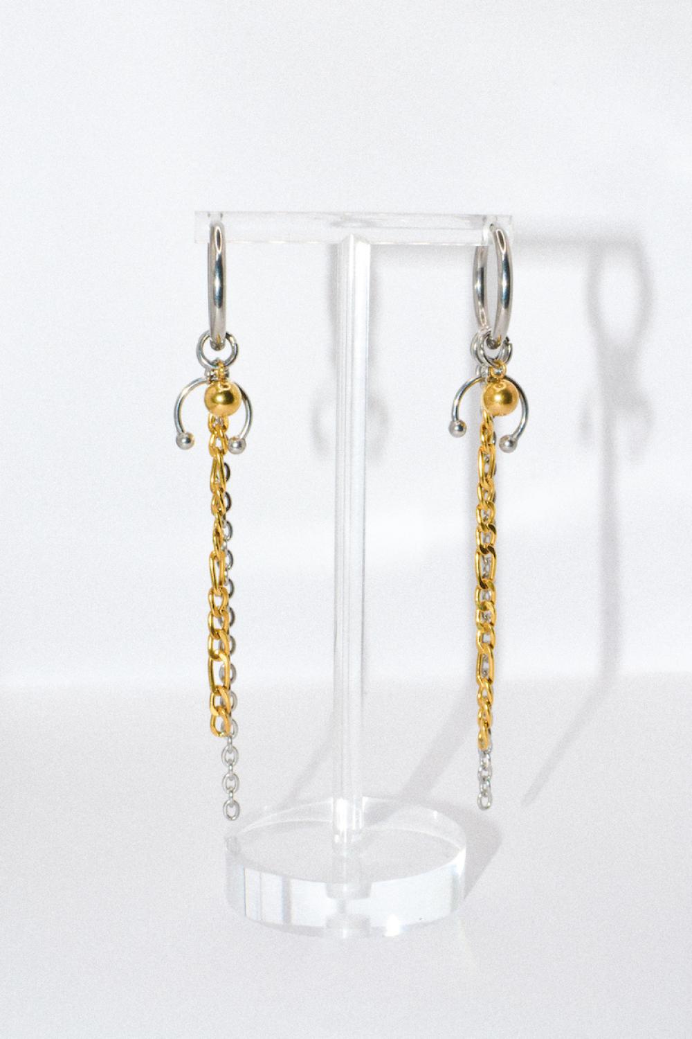 Photo du bijoux :  Boucles d'oreilles "Chain attitude" - mix doré et argenté #3