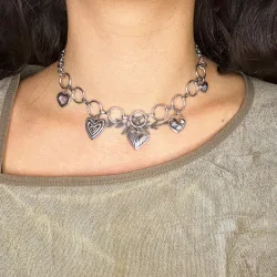 Miniature du produit Collier "Crush Me Not" - acier inoxydable charms coeurs  #5