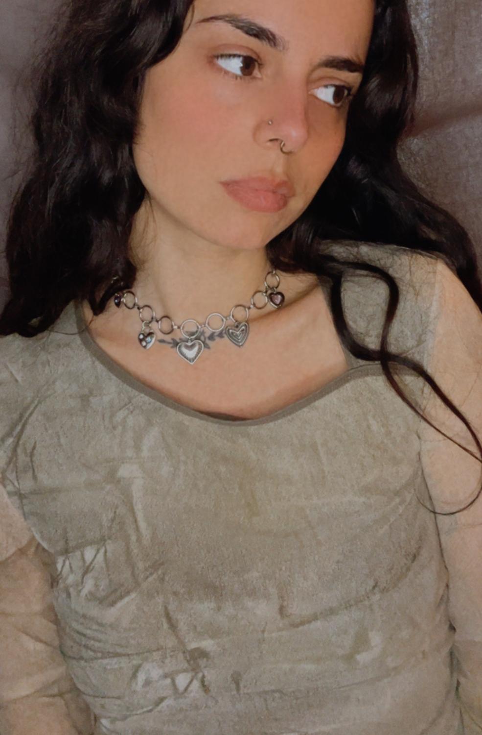 Photo du bijoux :  Collier "Crush Me Not" - acier inoxydable charms coeurs  #6